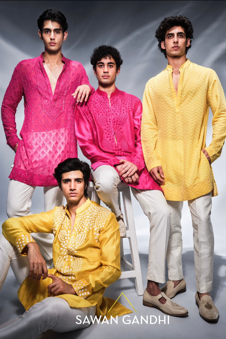Yellow chevron kurta