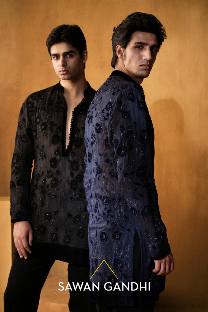 BLACK APPLIQUE WORK KURTA