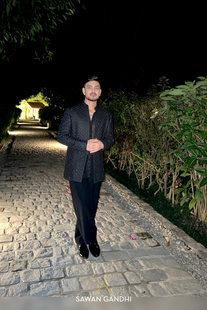 ISHAN KISHAN IN BLACK BANDHGALA