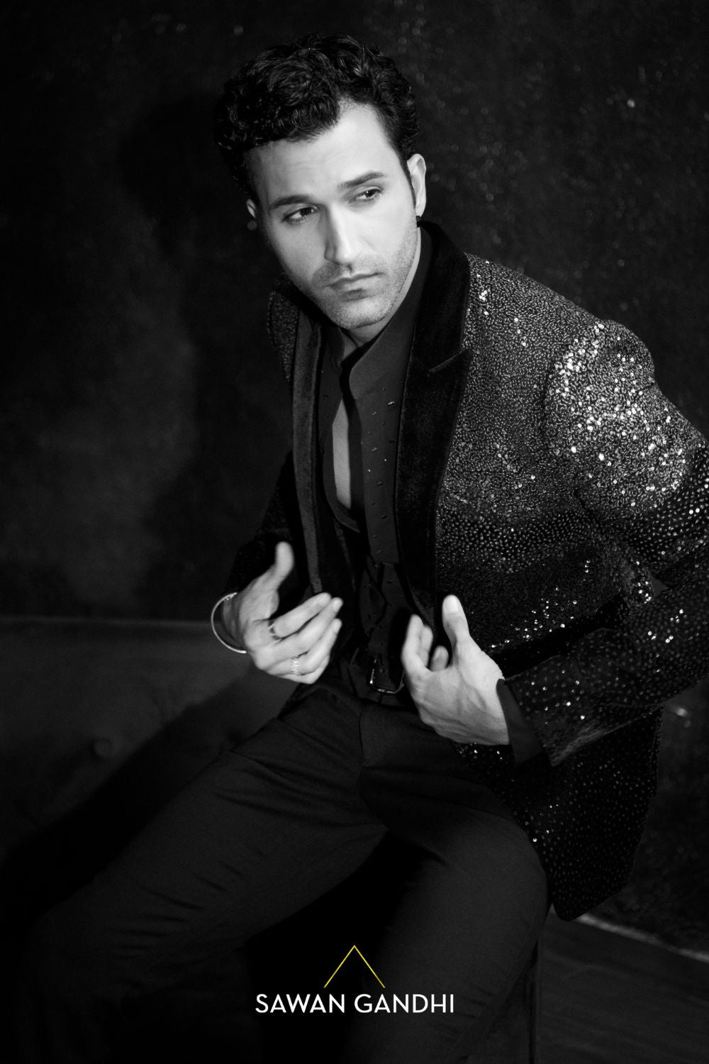 Gurfateh Pirzadaa in Black shimmer Jacket