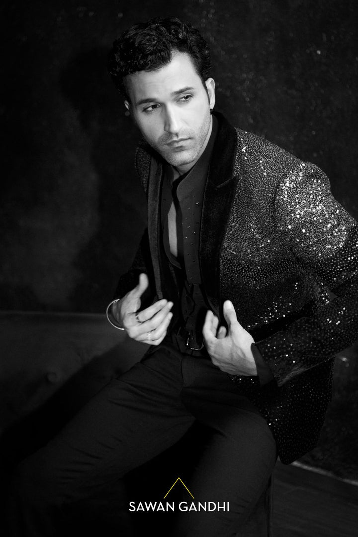 Gurfateh Pirzadaa in Black shimmer Jacket
