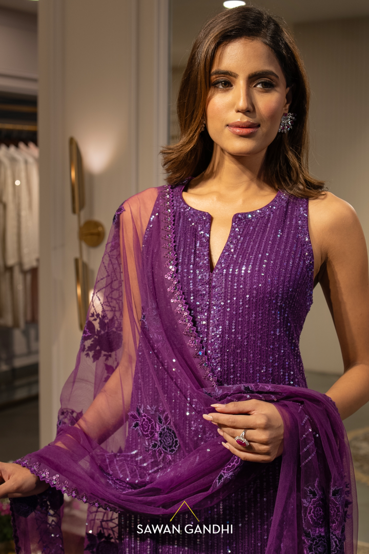 Purple sequins suit
