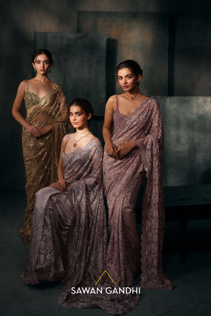 Gold Chantley Lace Saree