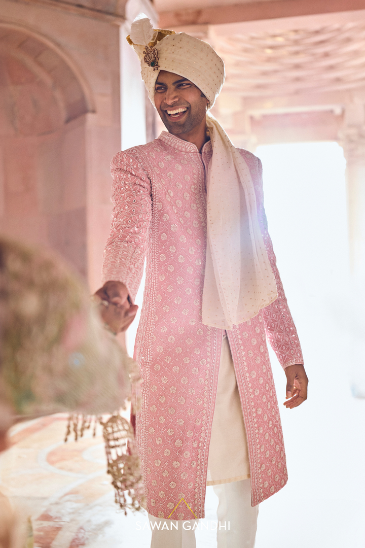 ORCHID PINK PEARL WORK SHERWANI