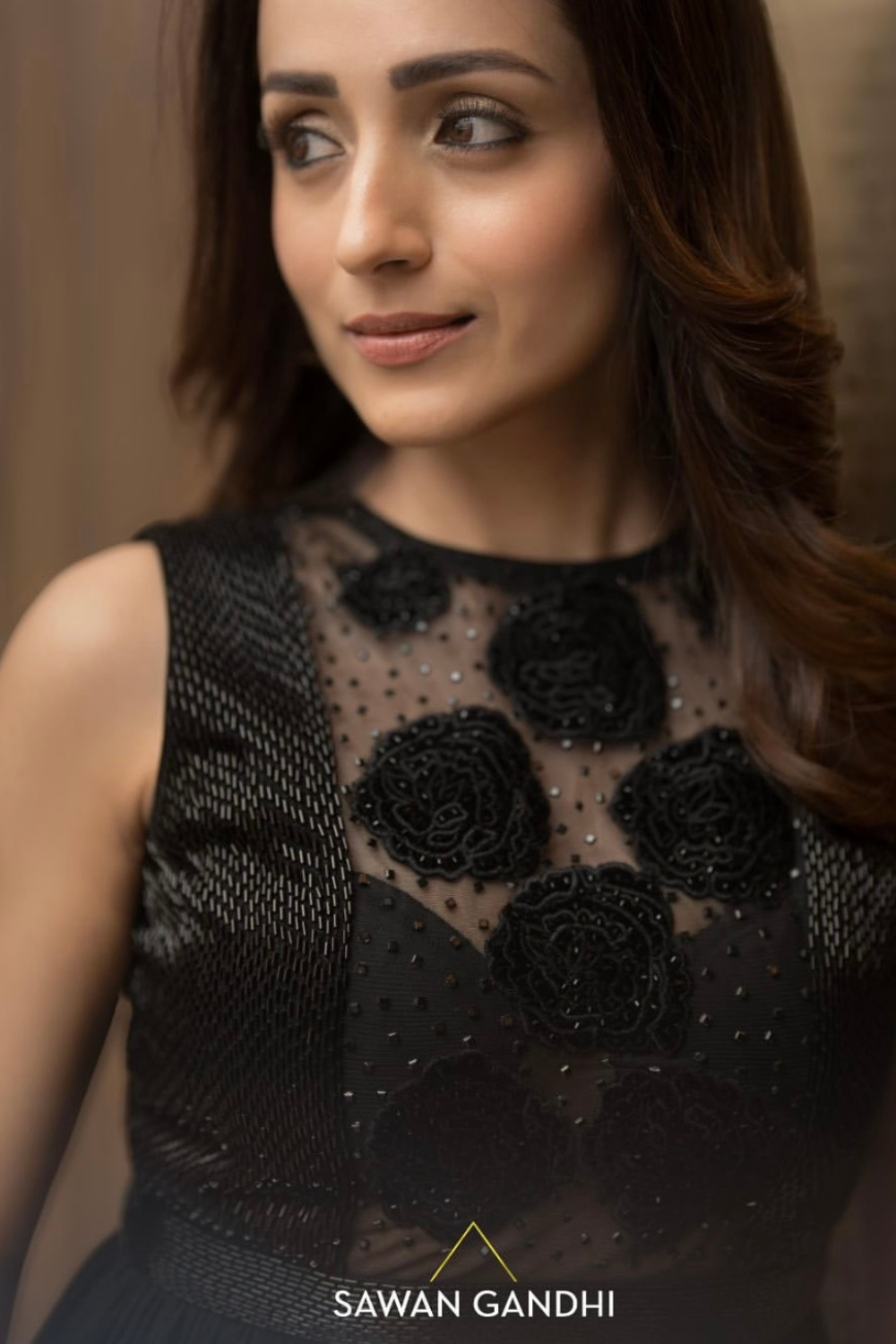 Trisha Krishnan in black drape top and pants