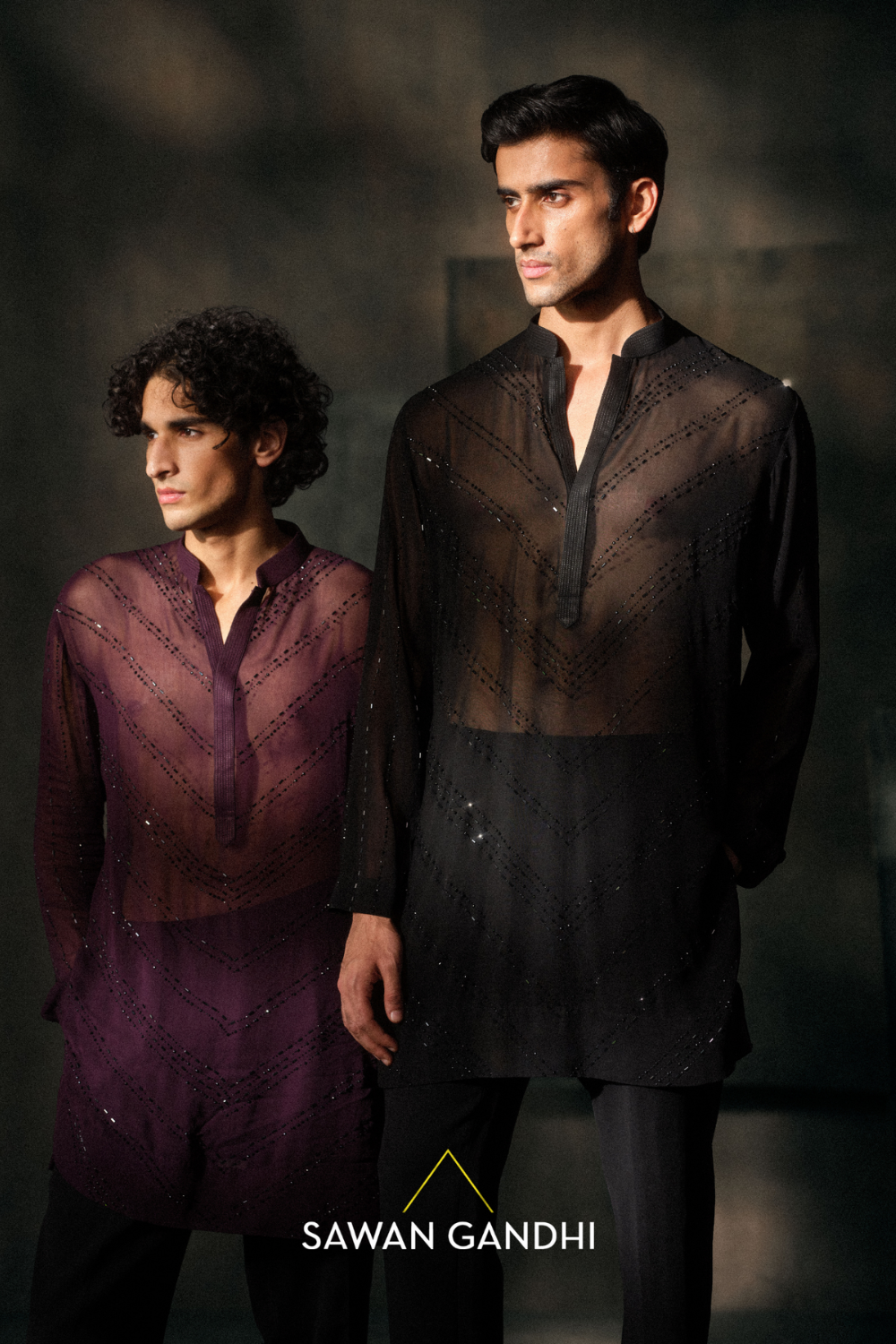 Wine V Swarosvki Kurta