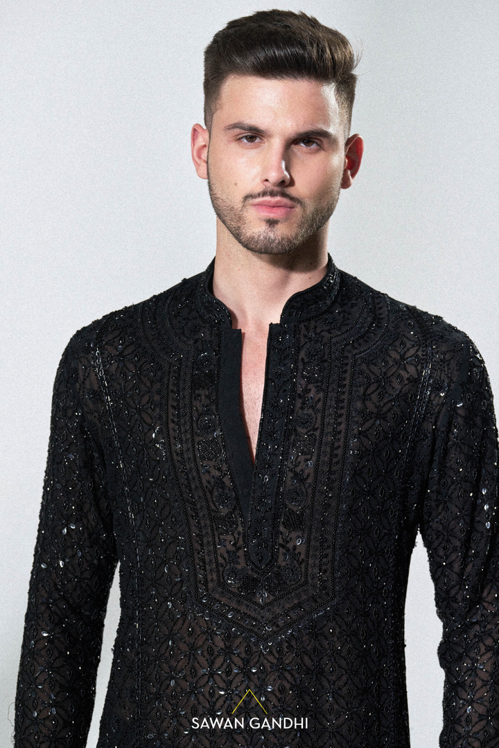 Black Chikankari kurta