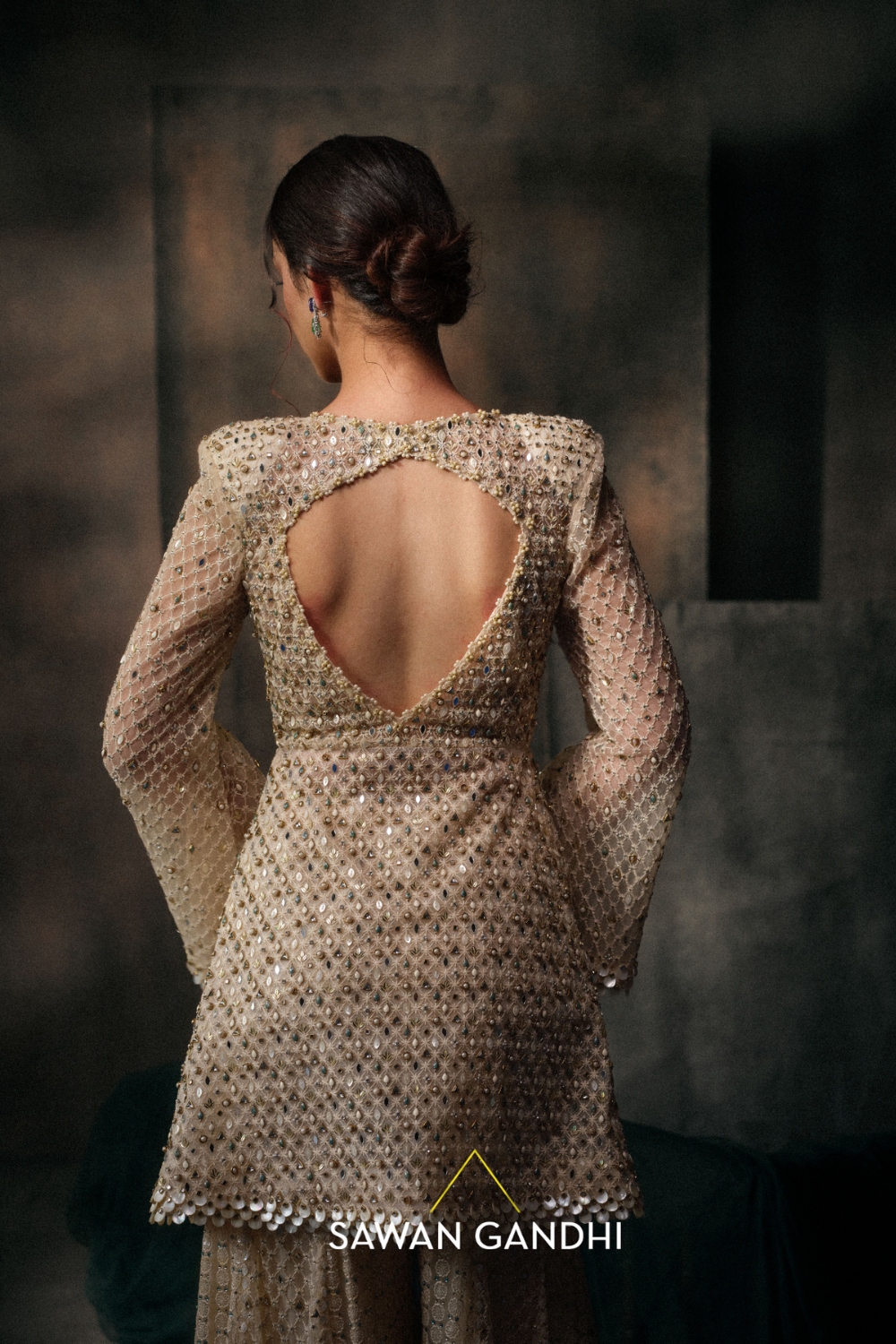 Pearl and tassle cape with sharara