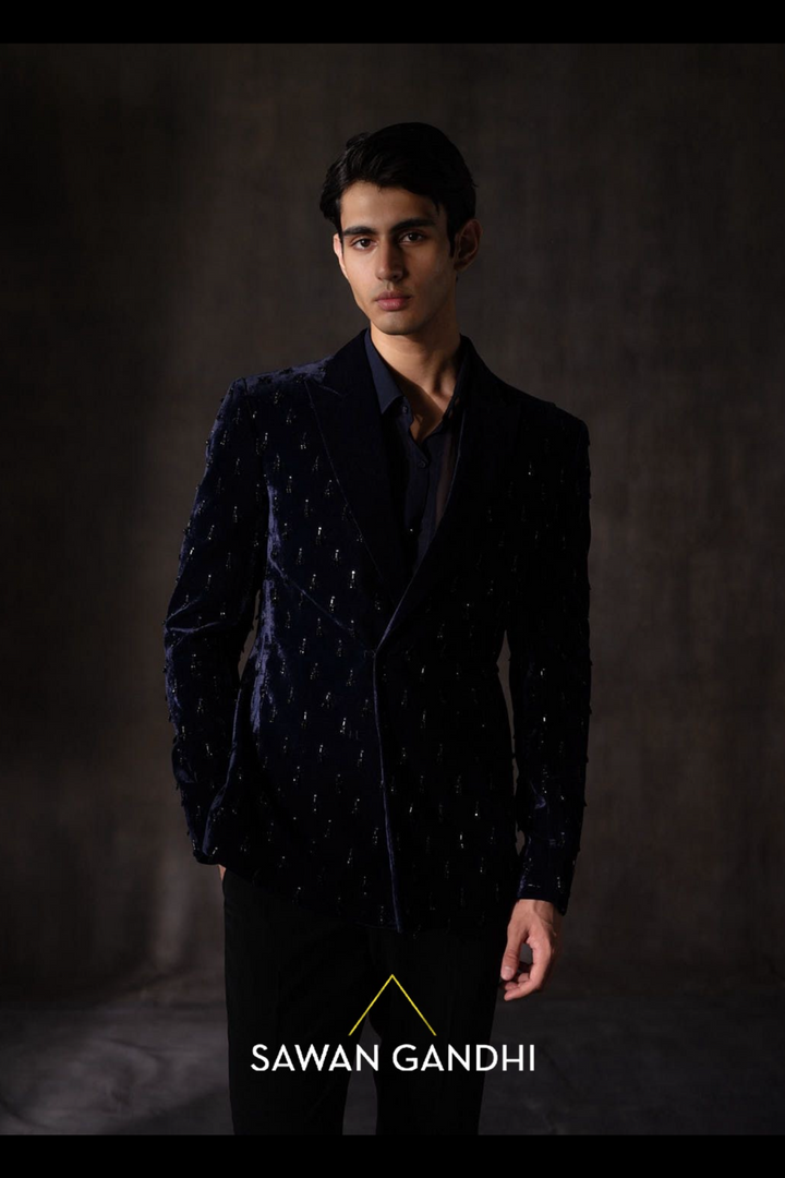 Navy blue damru work jacket