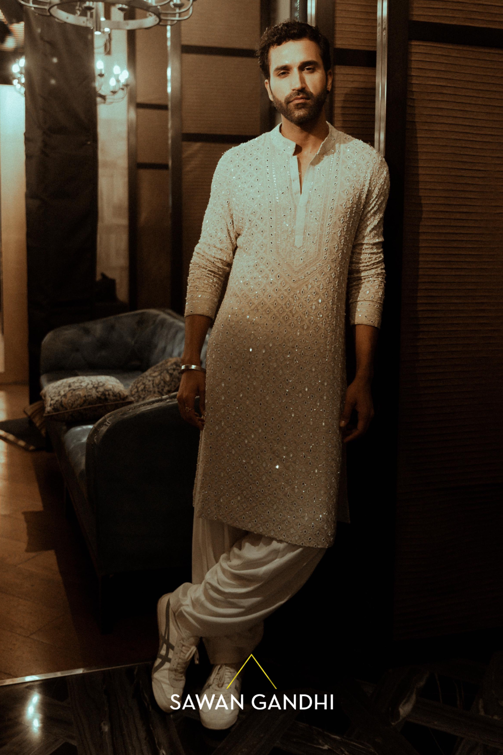 Gurfateh Pirzada in Sage green chikankari kurta