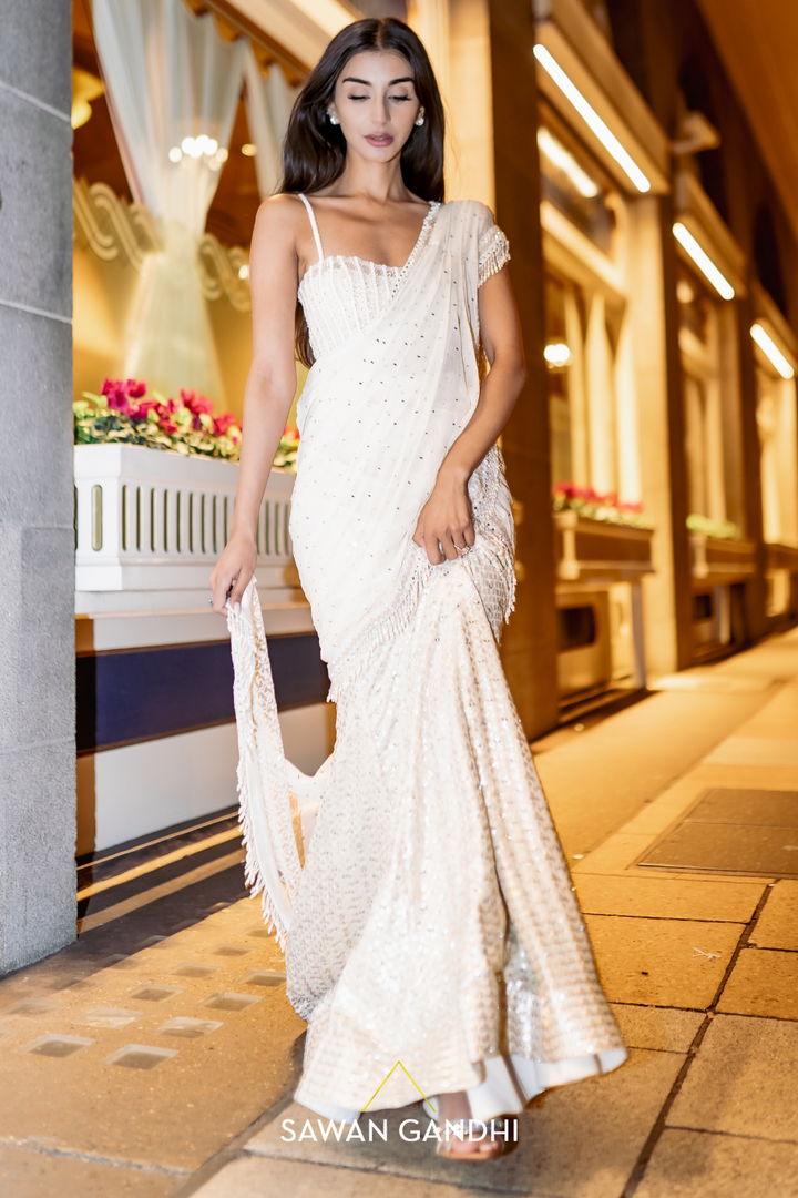 Ivory Drape saree