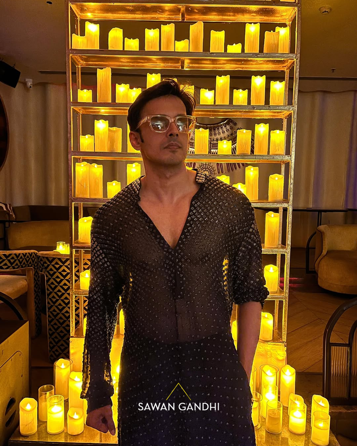 Vivek Dhadha in Black Ombre Cutdana Kurta