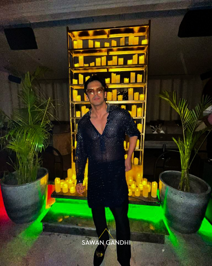 Vivek Dhadha in Black Ombre Cutdana Kurta