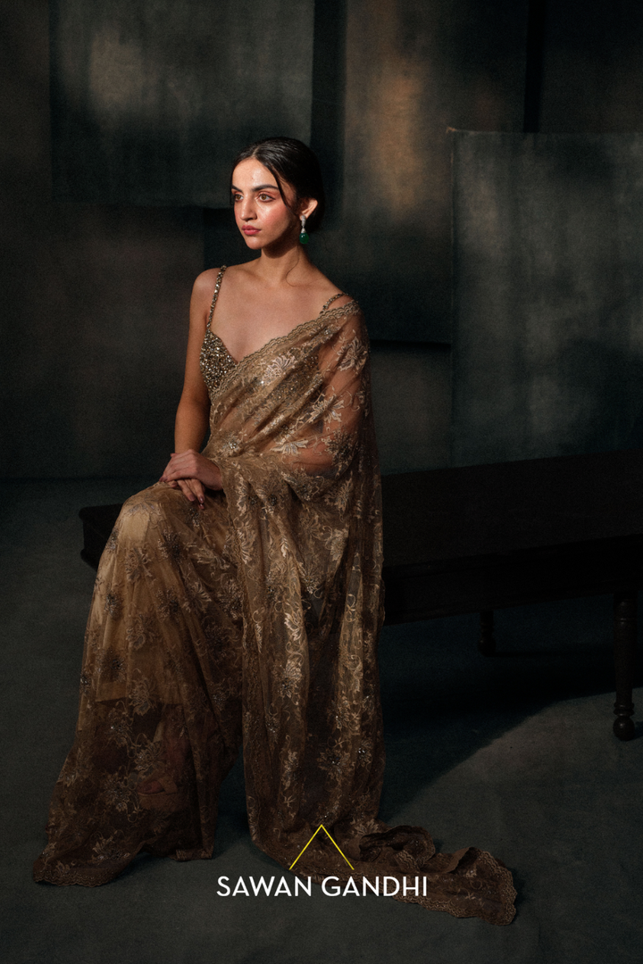 Gold Chantley Lace Saree