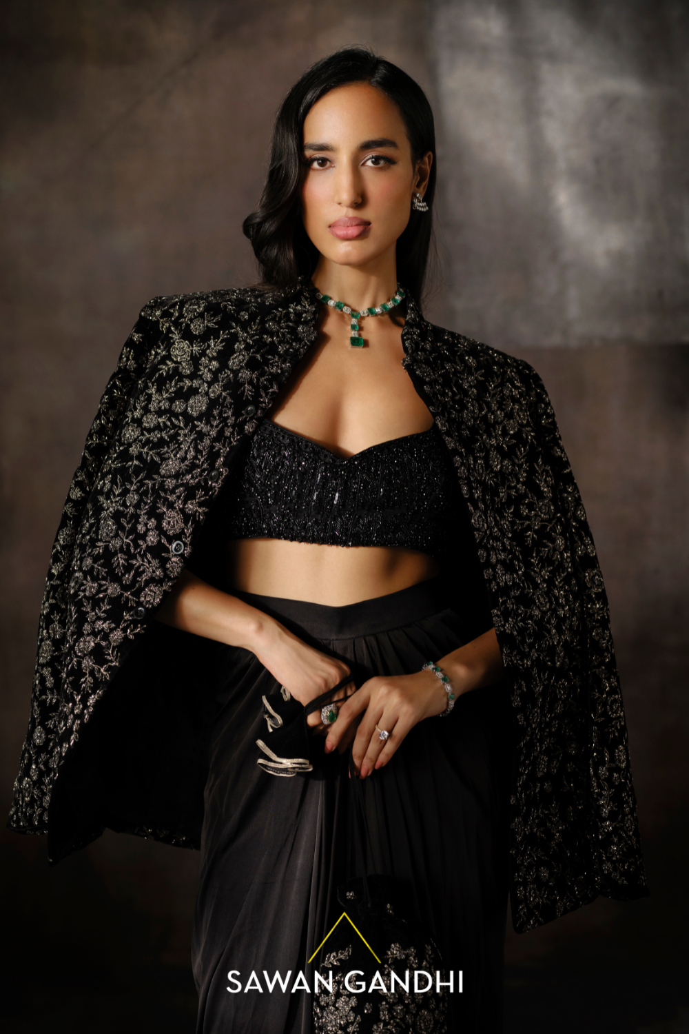 Black dhoti set