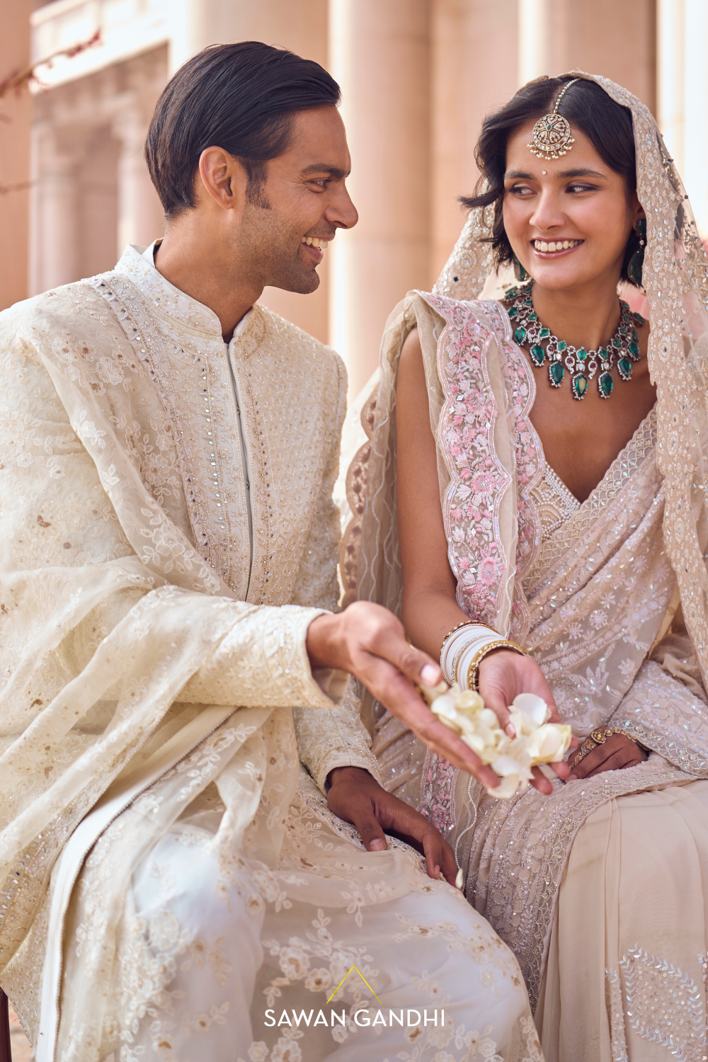 Ivory Chikankari saree