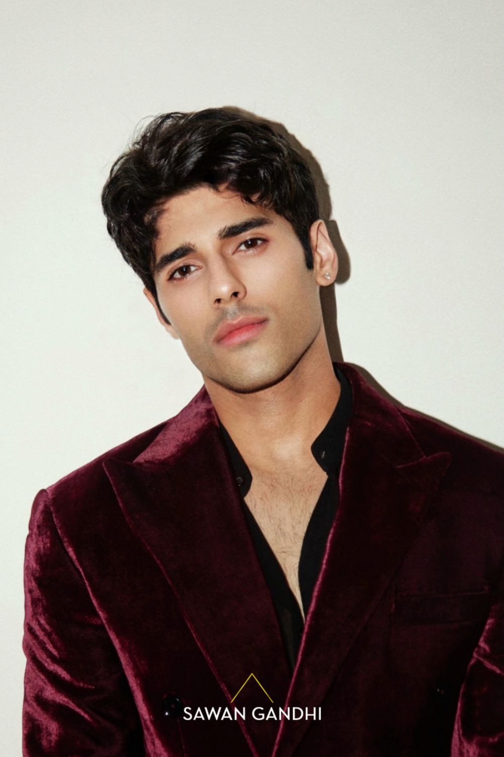 Tushar in Mulberry velvet jacket