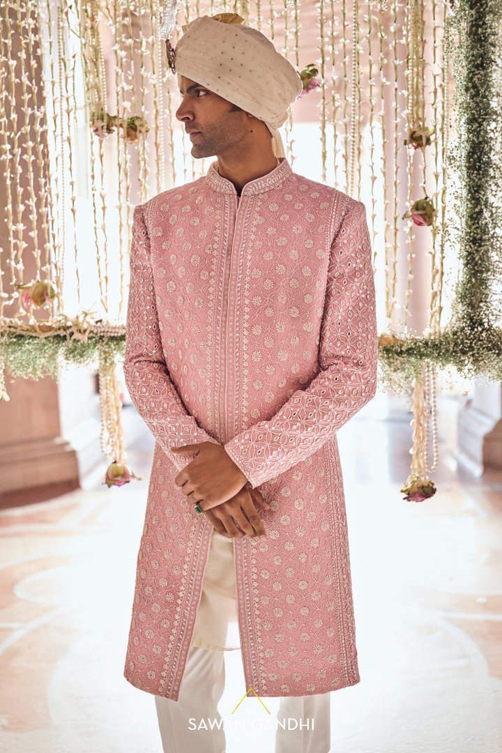 ORCHID PINK PEARL WORK SHERWANI