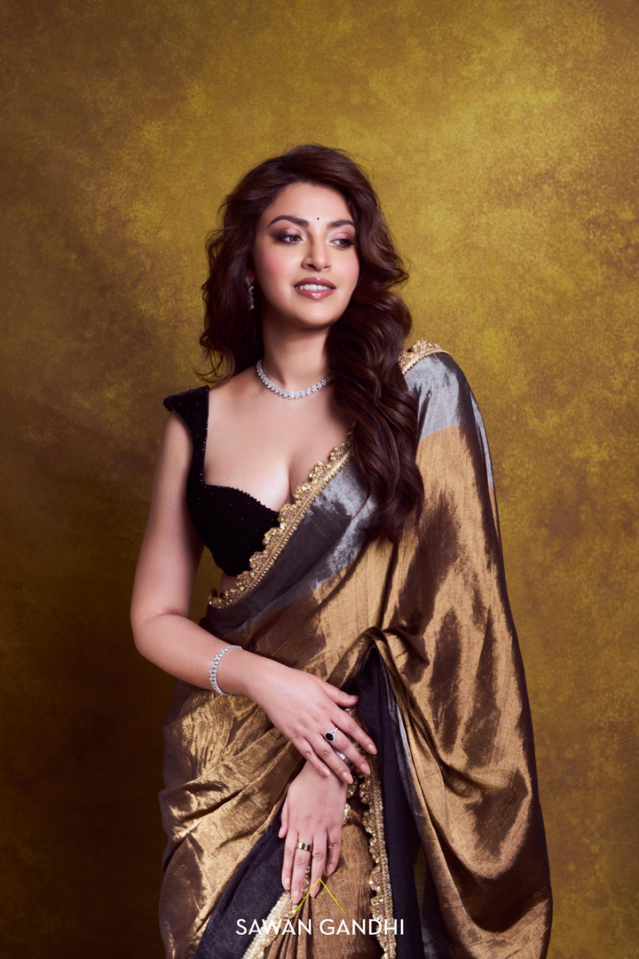 ANUSHKA RANJAN IN TRICOLOUR TISSUE SAREE
