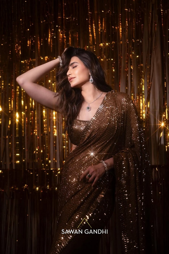 Karishma Tanna in Golden Kashti Saree