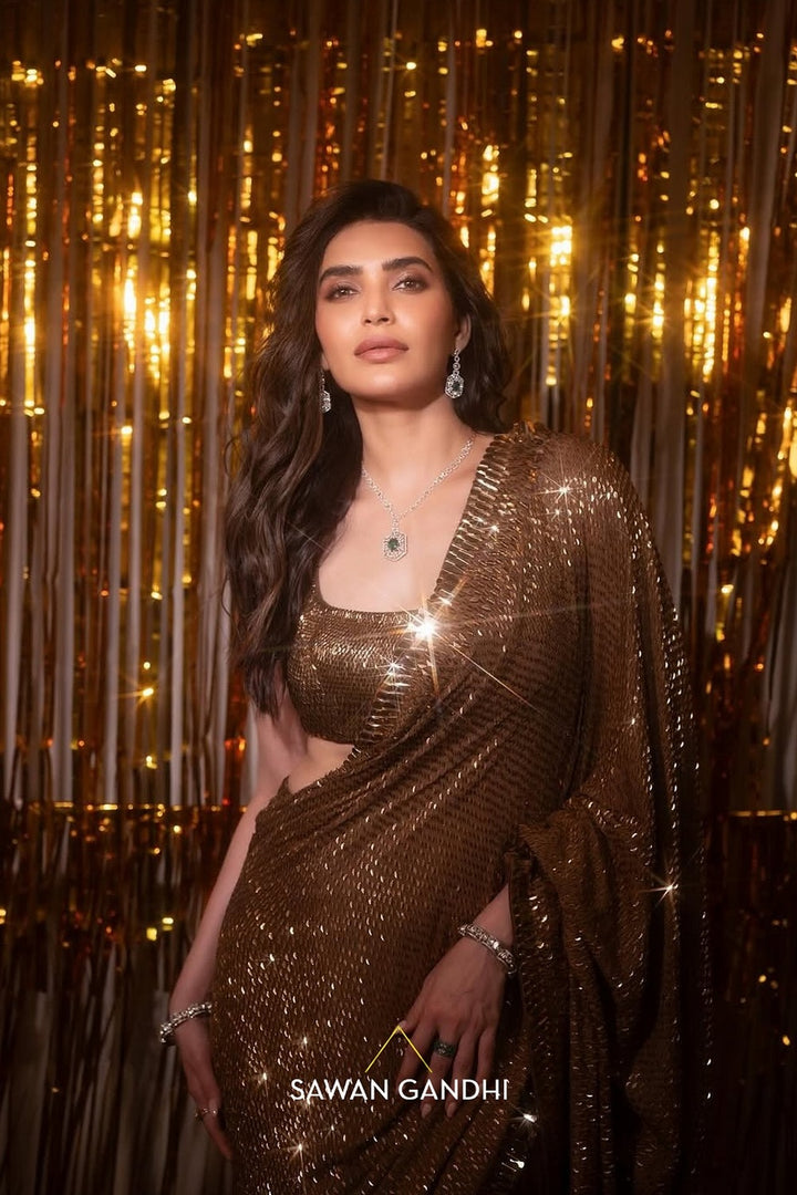 Karishma Tanna in Golden Kashti Saree
