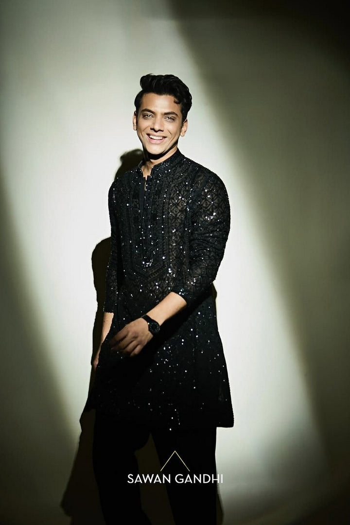Vishal Jethwa in Black Chikankari Kurta