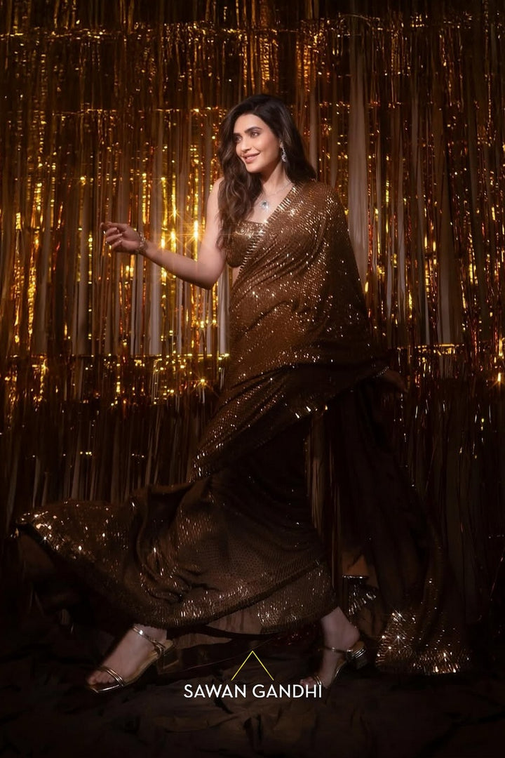 Karishma Tanna in Golden Kashti Saree