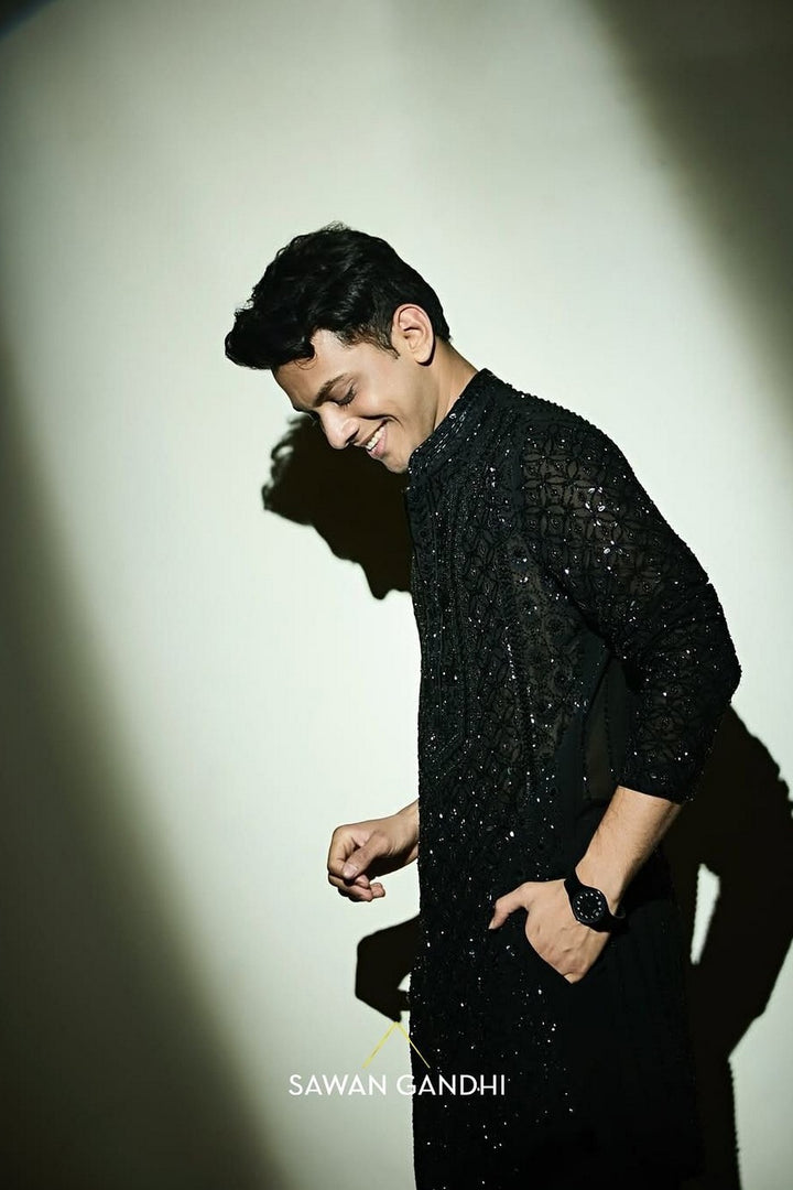 Vishal Jethwa in Black Chikankari Kurta