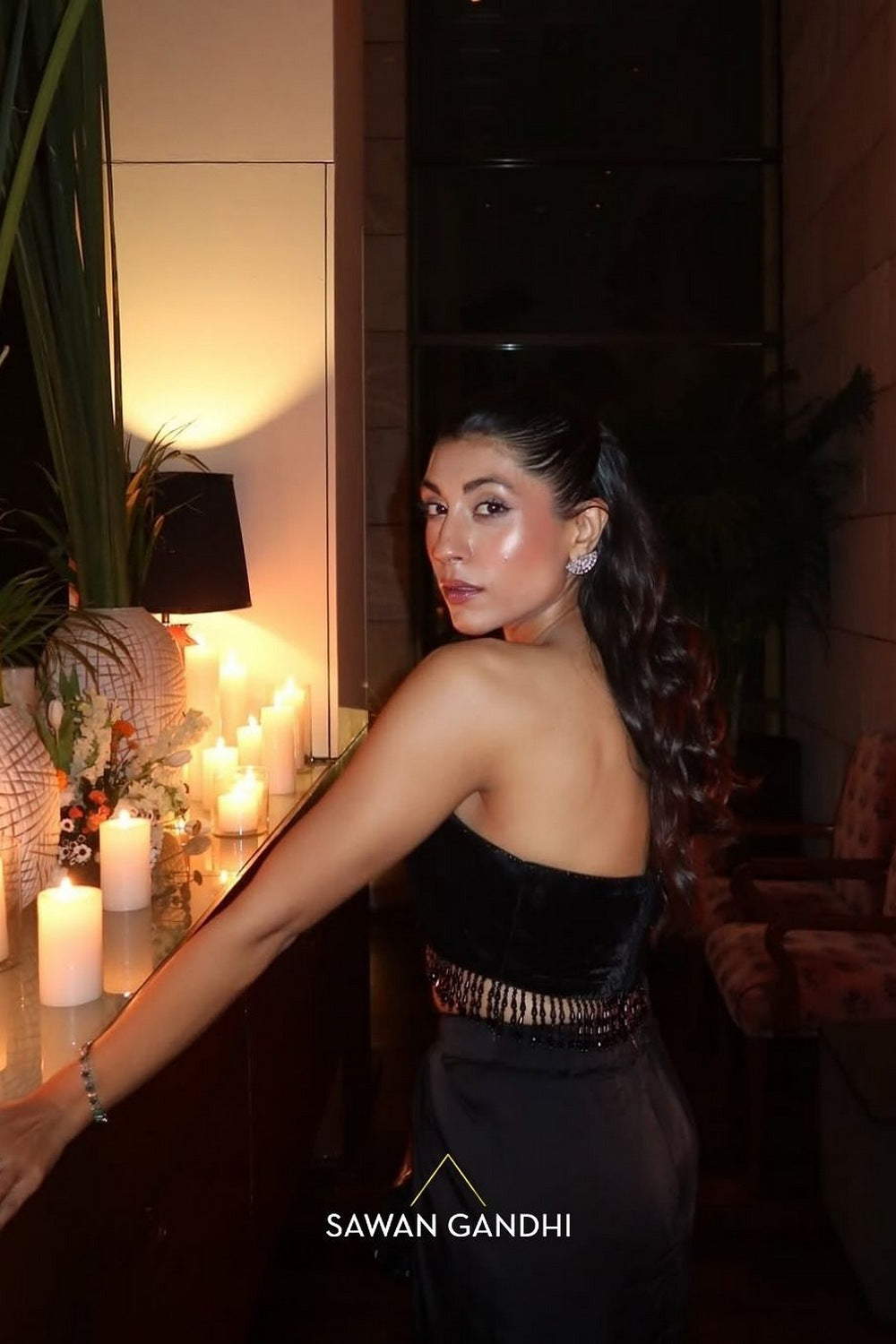 Upalina Gupta in Black Jacket and dhoti set