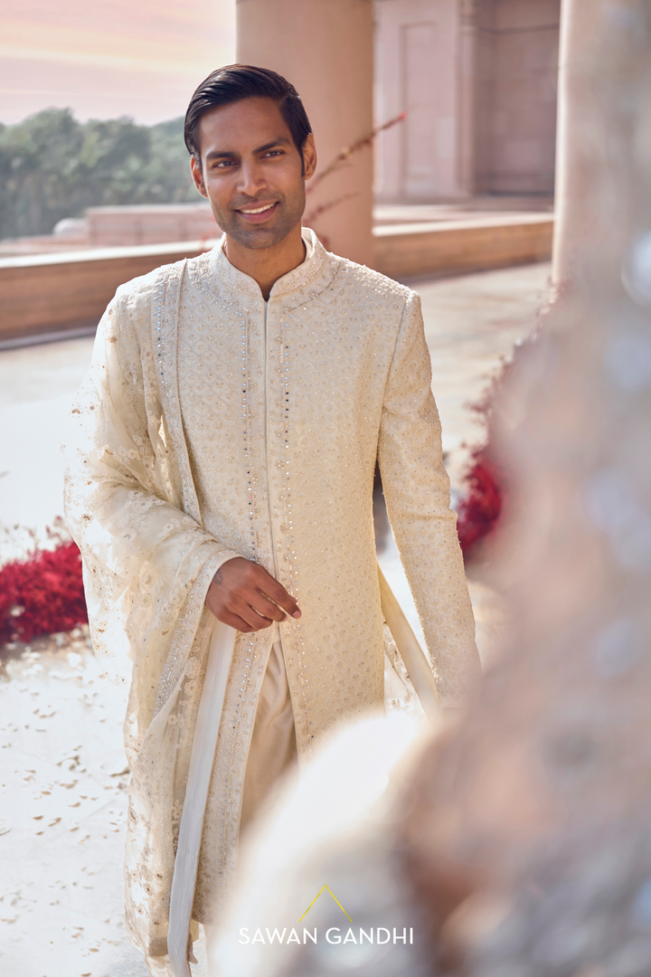 IVORY TEEN PATTI SHERWANI