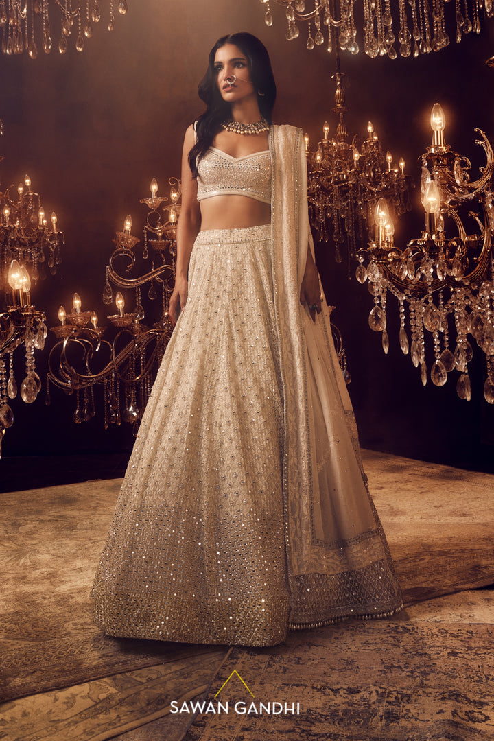 Ivory Ogee lehenga set