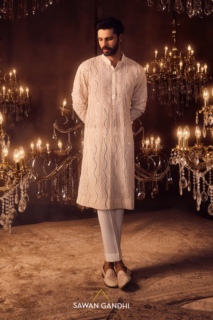 Ivory wave chikankari kurta