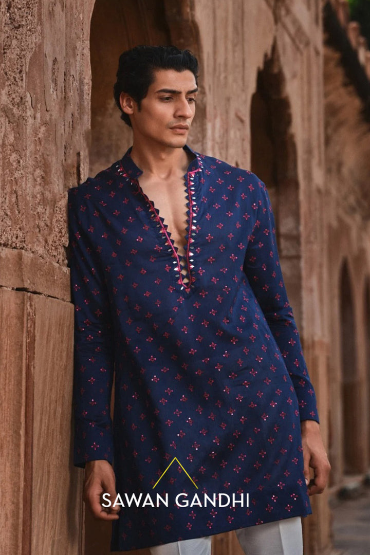 Navy Bandhani kurta set