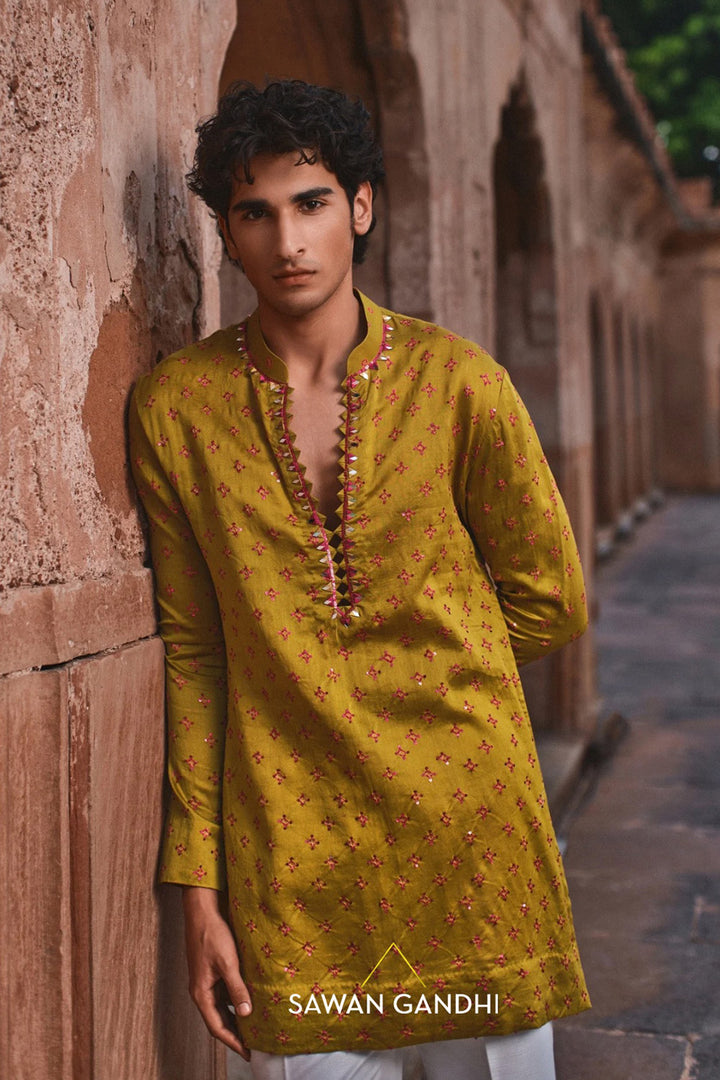 Mustard Bandhani kurta set