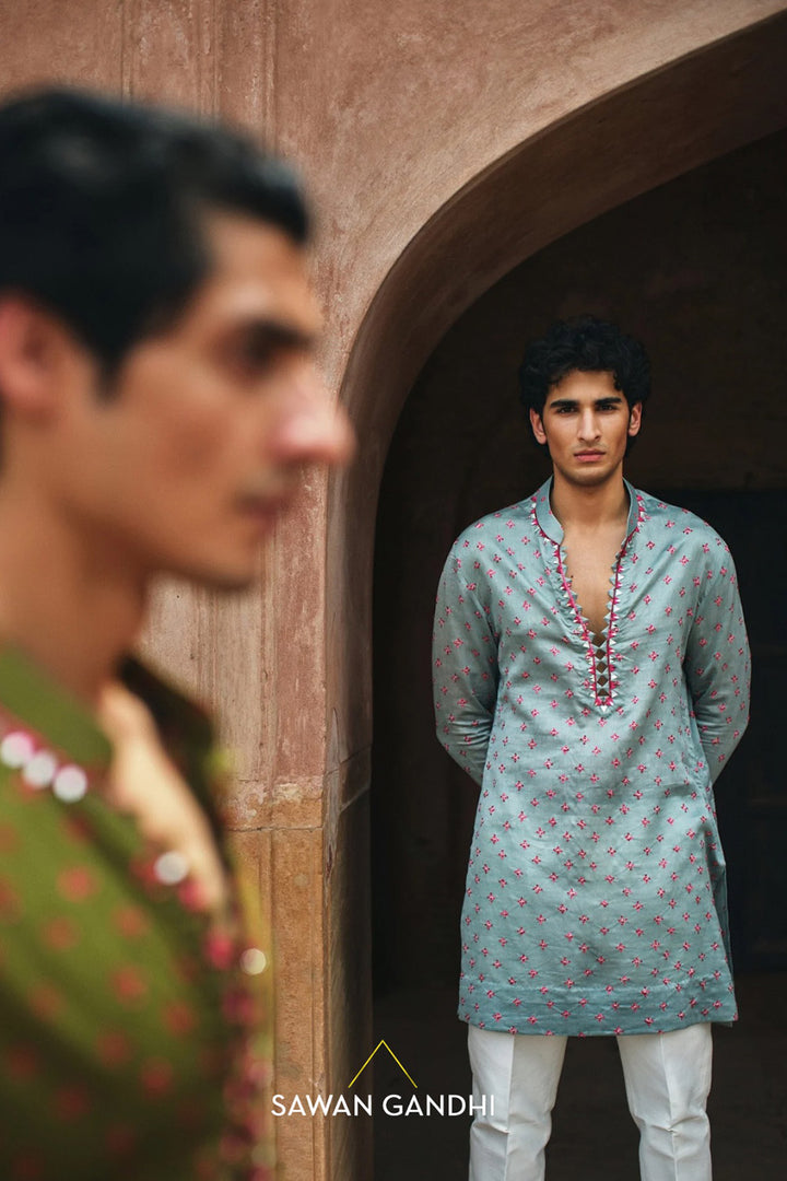 Pale Turquoise Bandhani kurta set