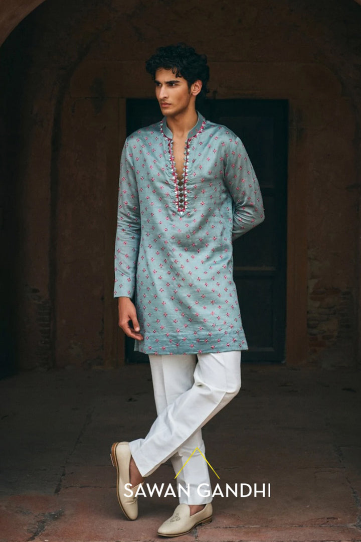 Pale Turquoise Bandhani kurta set