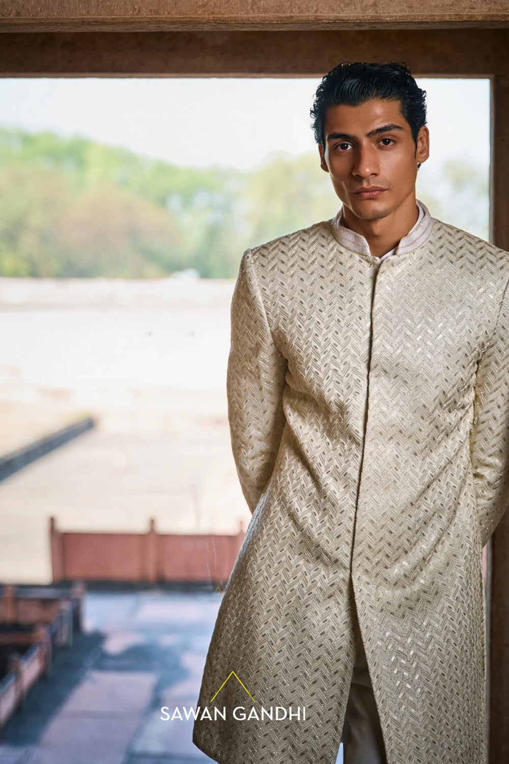Chevron sherwani set