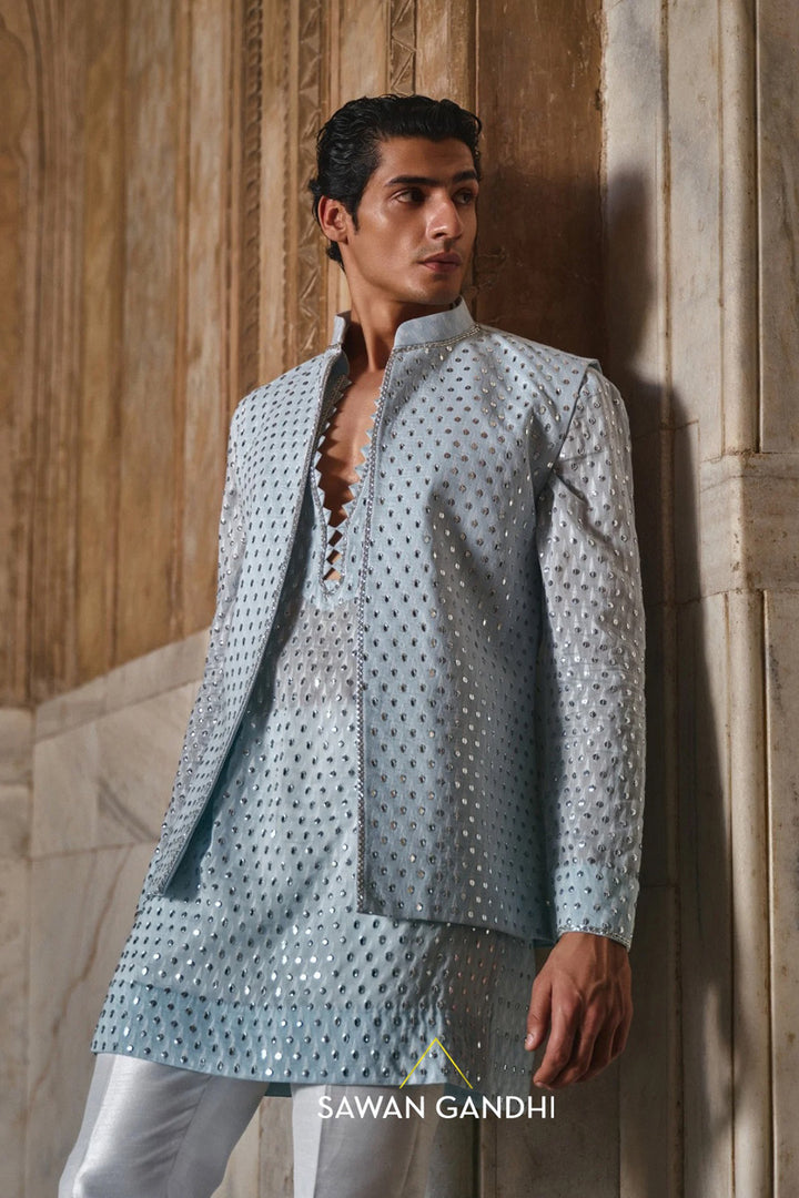 Dusky Blue Nehru kurta set