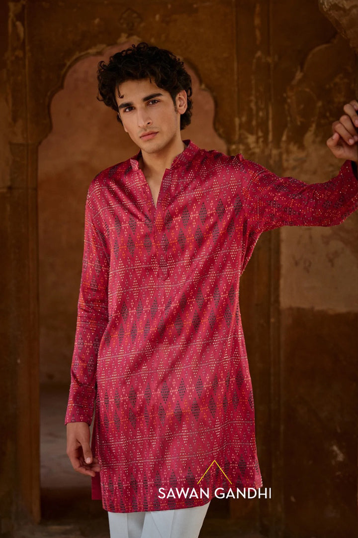 Crimson multicolour kurta set