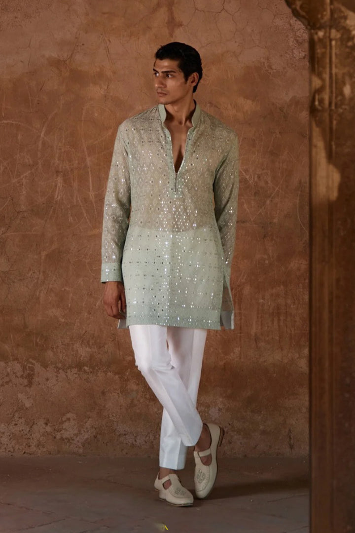 Sage green mirror kurta set