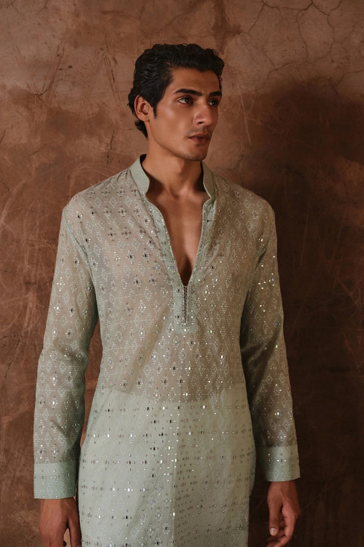 Sage green mirror kurta set