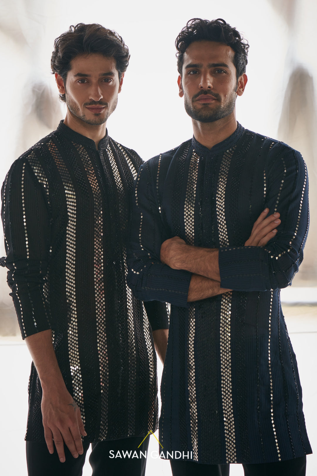 BLUE GHICHA METAL SEQUINS KURTA