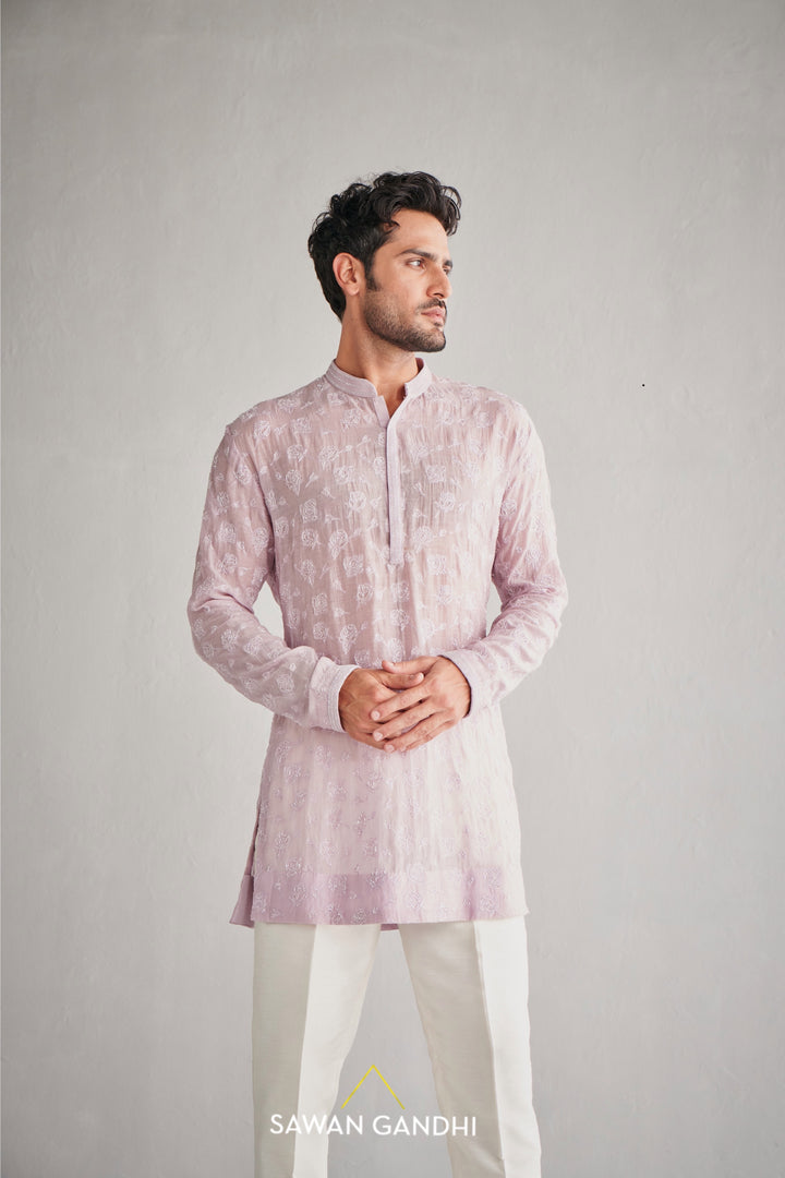 Lilac rose cutdana kurta