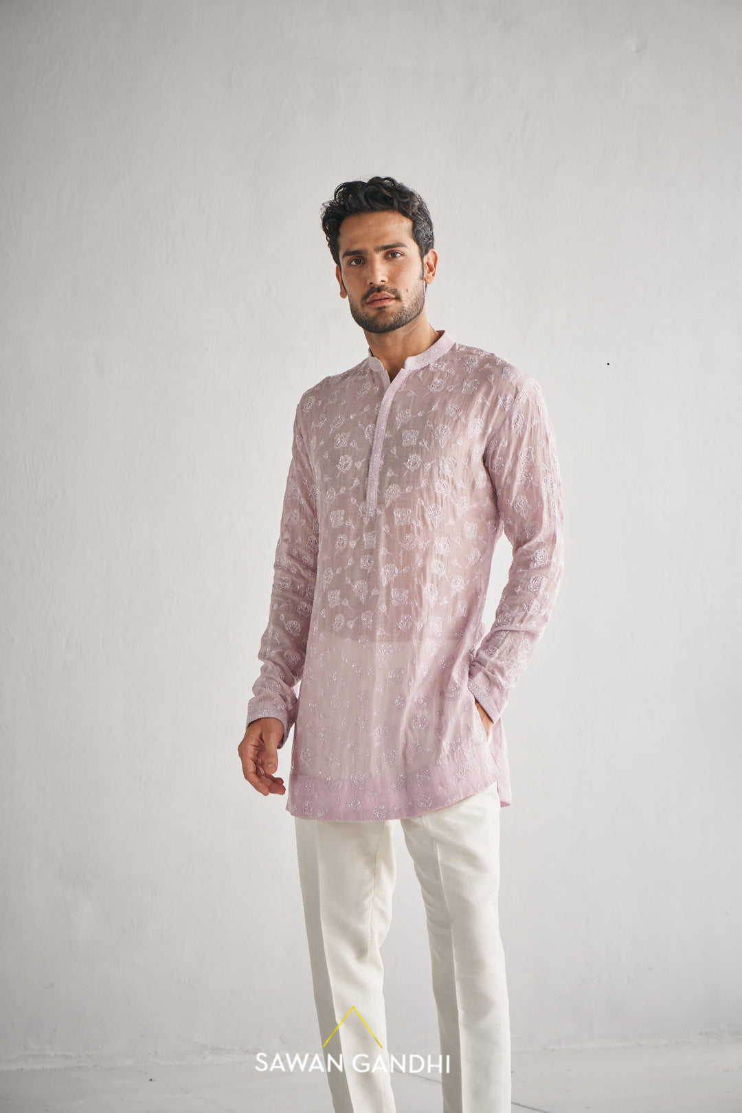 Lilac rose cutdana kurta