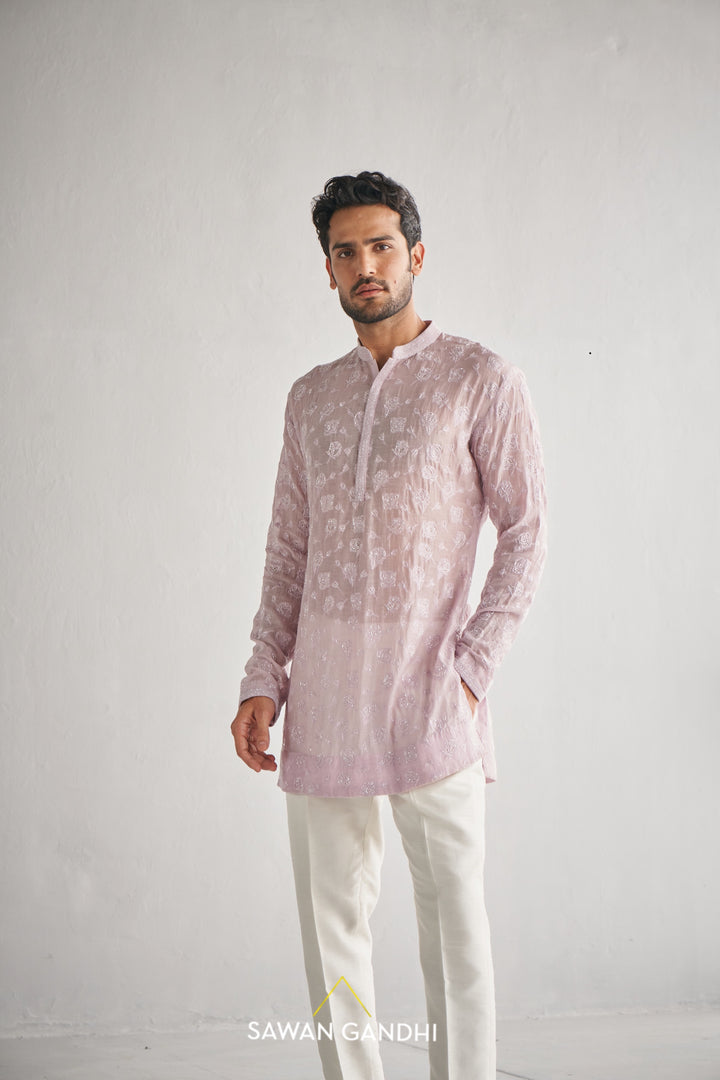 Lilac rose cutdana kurta