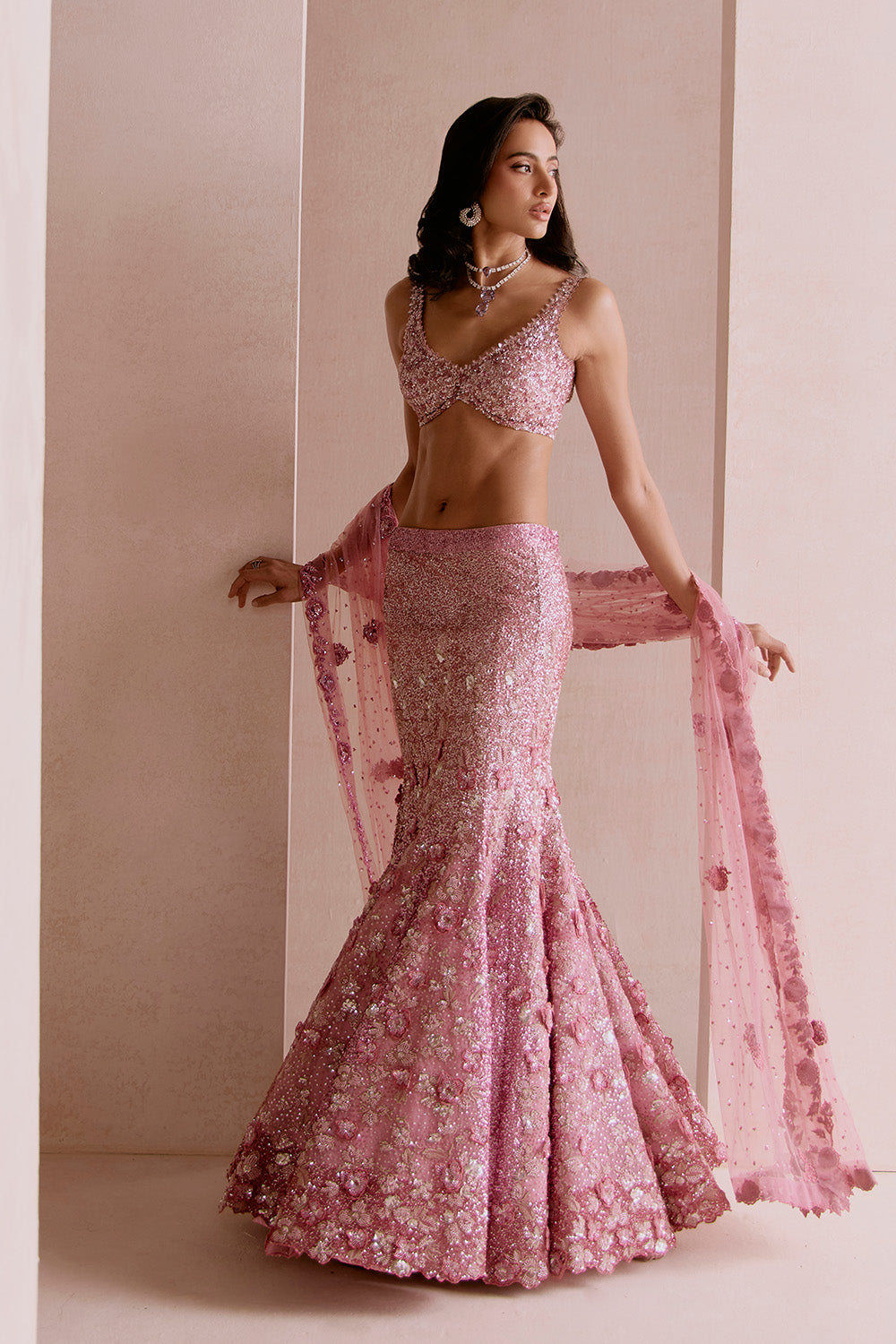 Blush pink applique fishcut