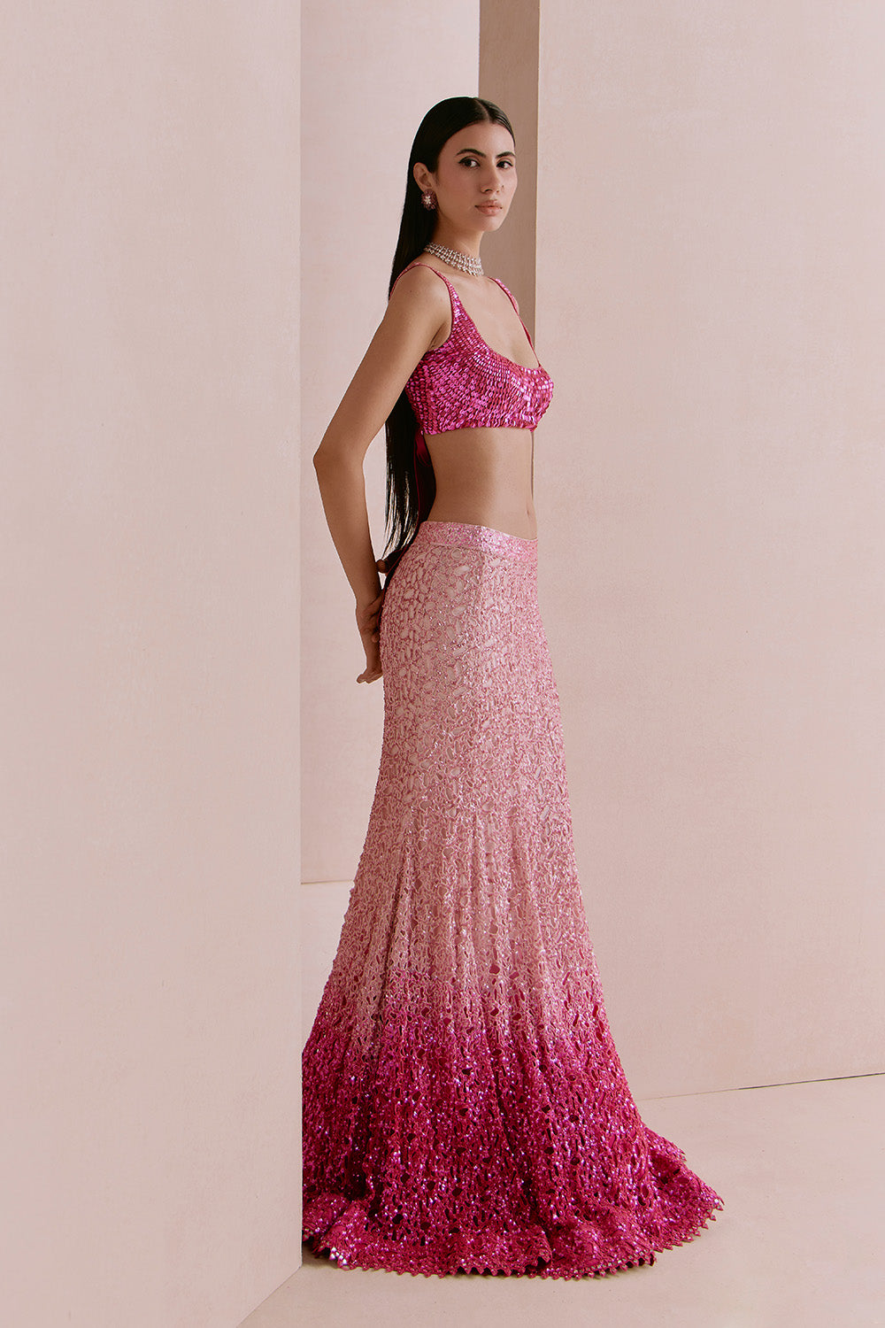pink ombre cutwork fishcut set