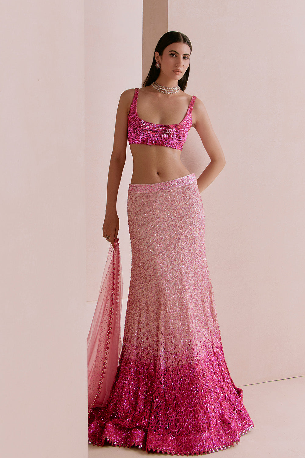 pink ombre cutwork fishcut set
