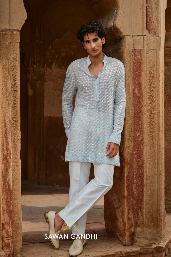 Mint Jaal work kurta set