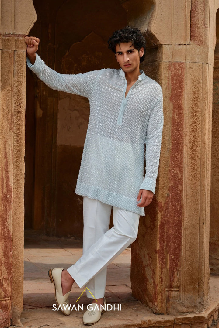 Mint Jaal work kurta set